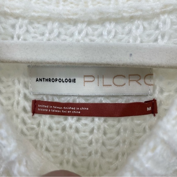 Anthropologie Pilcro Devenne Pointelle Sweater cream white Sz M - Picture 4 of 9